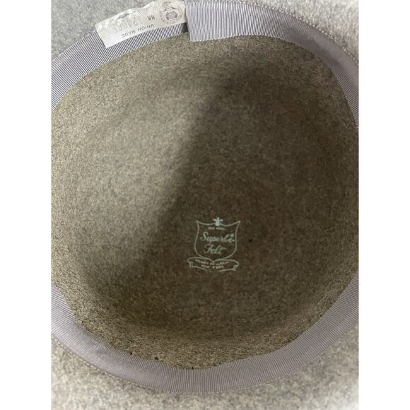 Vintage Ladies Henry Pollack Grey 100% Wool Hat Cloche with Ribbon and Netting - Picture 6 of 7